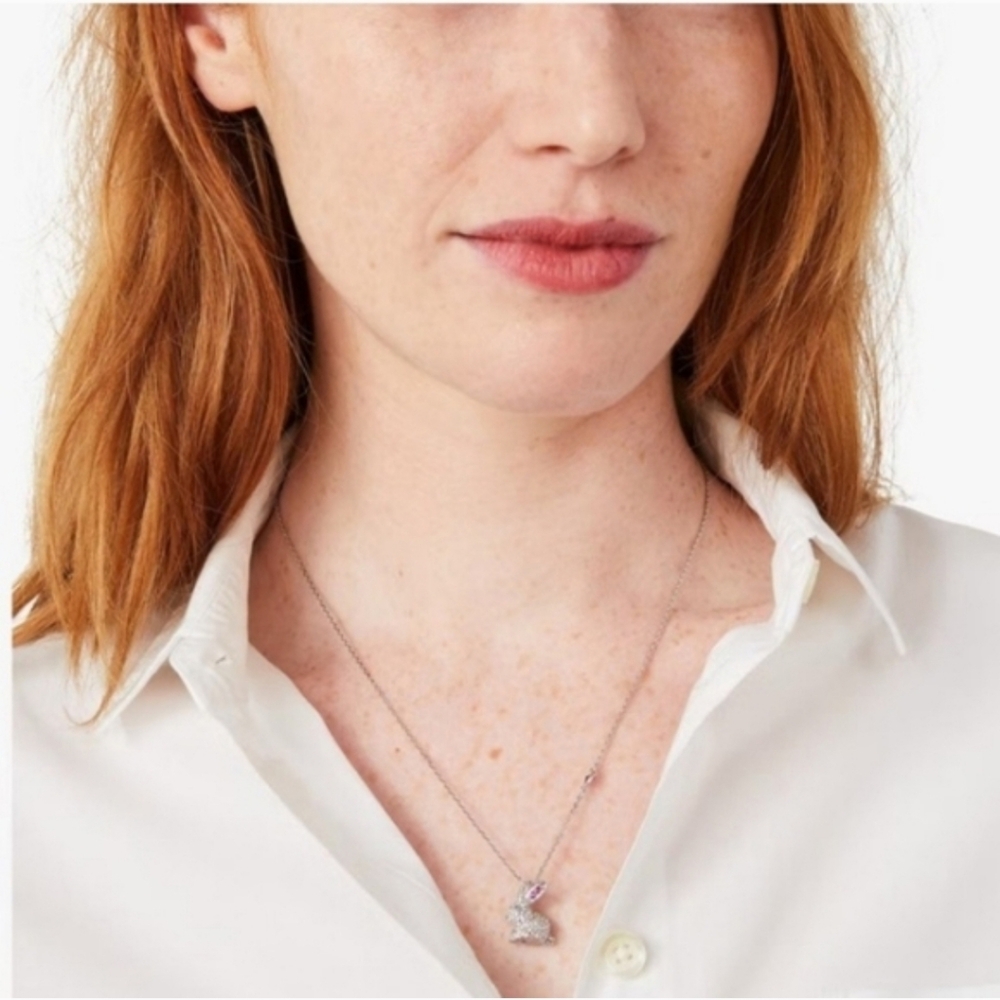 Kate Spade Silver Bunny Pendant Necklace with Pink Accents - Picture 4 of 9